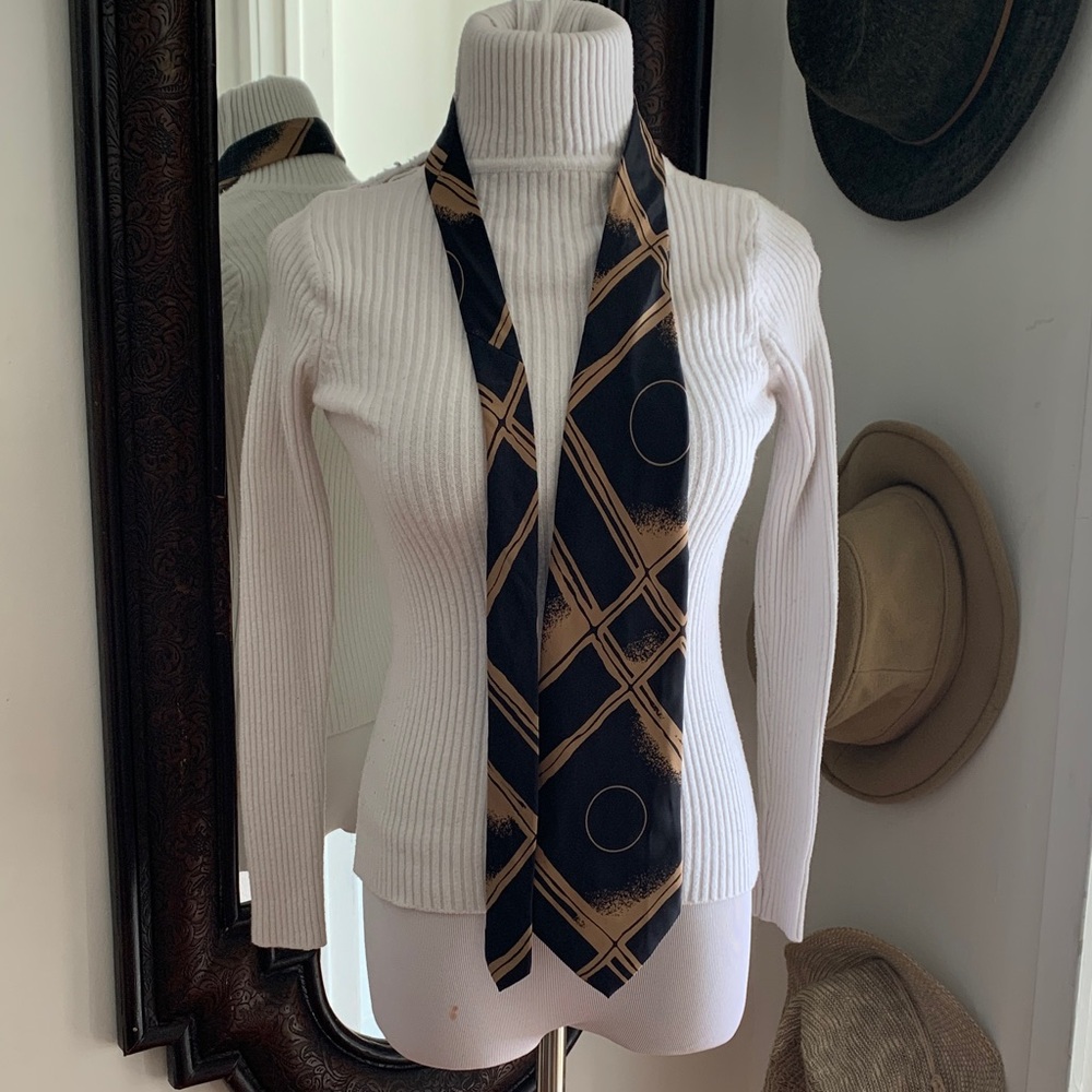 Dior Monsieur Silk Scarf - Black & Camel Speckled Stripe